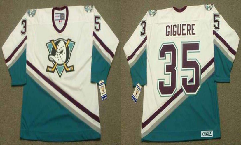 2019 Men Anaheim Ducks 35 Giguere white CCM NHL jerseys